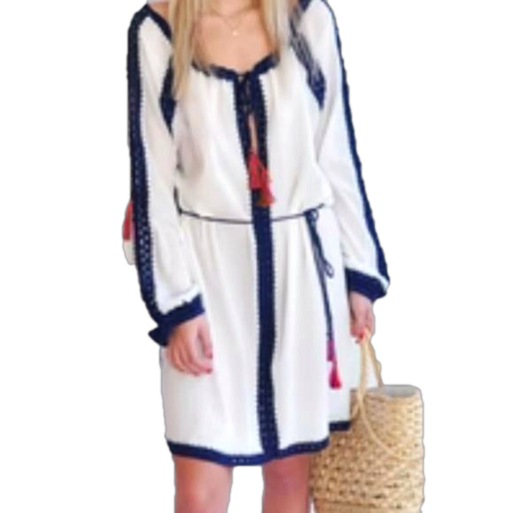 ANNA KOSTUROVA handmade Sailor Nomad Boho Cotton Tunic Med